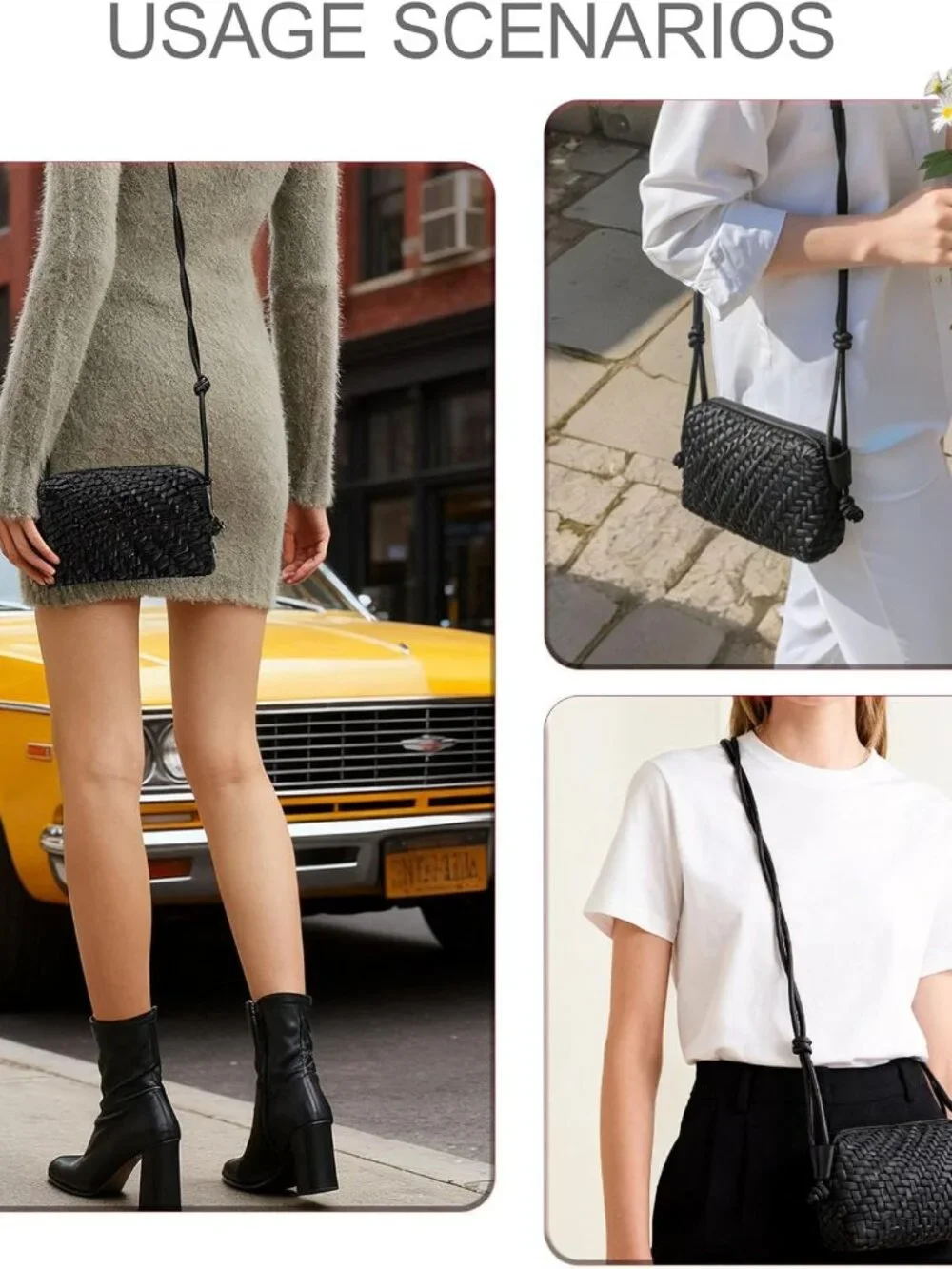 Woven Crossbody Bags for Women, Small Cross Body Braided Purse, Trendy Vegan Lea - Picture 7 of 7